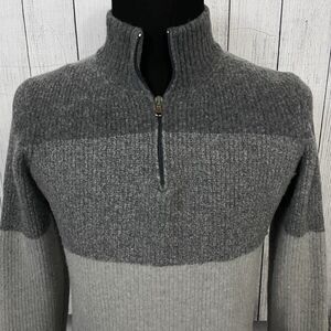 Giasone Men's XL Gray Colorblock Wool Blend Quarter Zip Italian Sweater